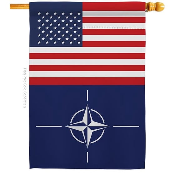 Americana Home & Garden H140461-BO 28 x 40 in. NATO USA Friendship Association Organization Vertical House Flag with Double-Sided Decorative Banner Garden Yard Gift
