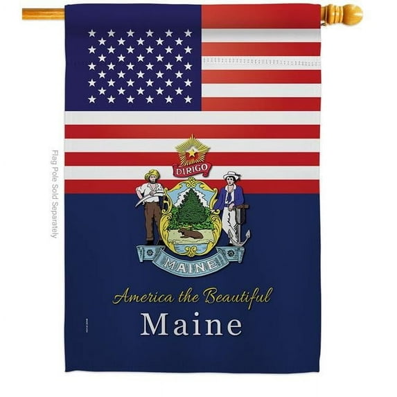 Americana Home & Garden H140571-BO 28 x 40 in. USA Maine American State Vertical House Flag with Double-Sided Decorative Banner Garden Yard Gift