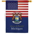 thumbnail image 1 of Americana Home & Garden H140574-BO 28 x 40 in. USA Michigan American State Vertical House Flag with Double-Sided Decorative Banner Garden Yard Gift, 1 of 1