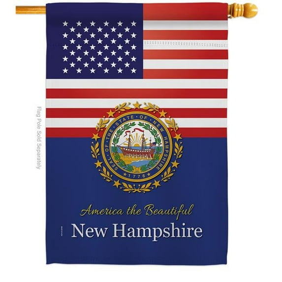 Americana Home & Garden H140581-BO 28 x 40 in. USA New Hampshire American State Vertical House Flag with Double-Sided Decorative Banner Garden Yard Gift