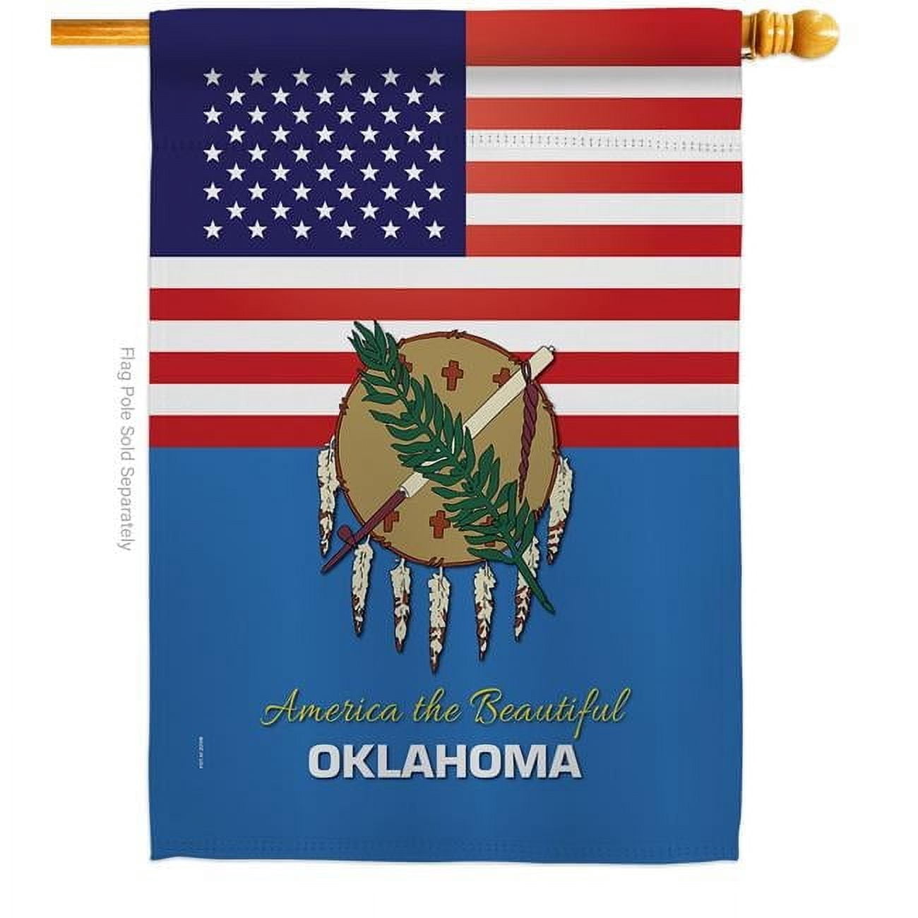 Americana Home & Garden H140588-BO 28 x 40 in. USA Oklahoma American State Vertical House Flag with Double-Sided Decorative Banner Garden Yard Gift