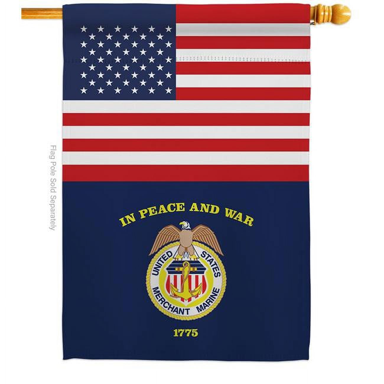 Patriotic US Merchant Marine Double-Sided House Flag 28 x 40 Inch