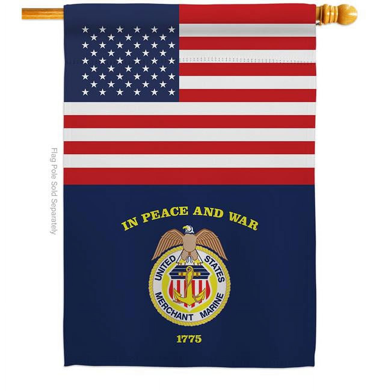 Patriotic US Merchant Marine Double-Sided House Flag 28 x 40 Inch