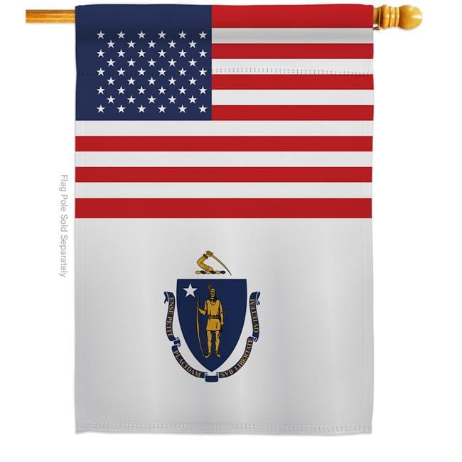 Americana Home & Garden H140772-BO 28 x 40 in. USA Massachusetts American State Vertical House Flag with Double-Sided Decorative Banner Garden Yard Gift