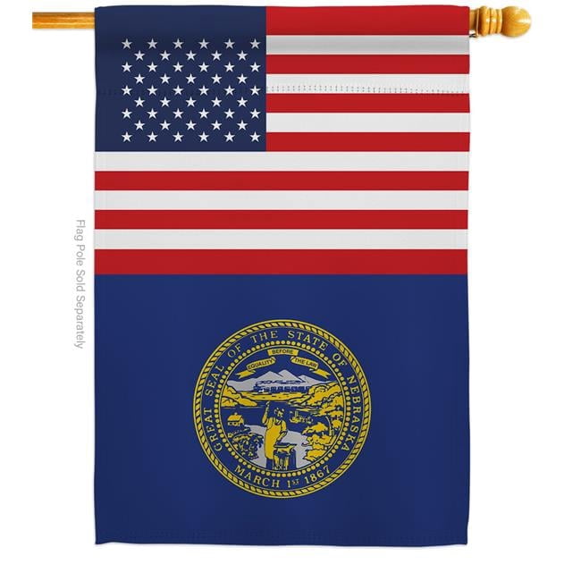 Americana Home & Garden H140780-BO 28 x 40 in. USA Nebraska American State Vertical House Flag with Double-Sided Decorative Banner Garden Yard Gift