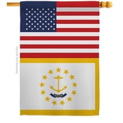 Americana Home & Garden H140798-BO 28 x 40 in. USA Rhode Island American State Vertical House Flag with Double-Sided Decorative Banner Garden Yard Gift
