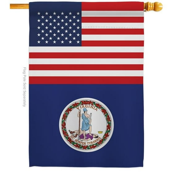 Americana Home & Garden H140809-BO 28 x 40 in. USA Virginia American State Vertical House Flag with Double-Sided Decorative Banner Garden Yard Gift