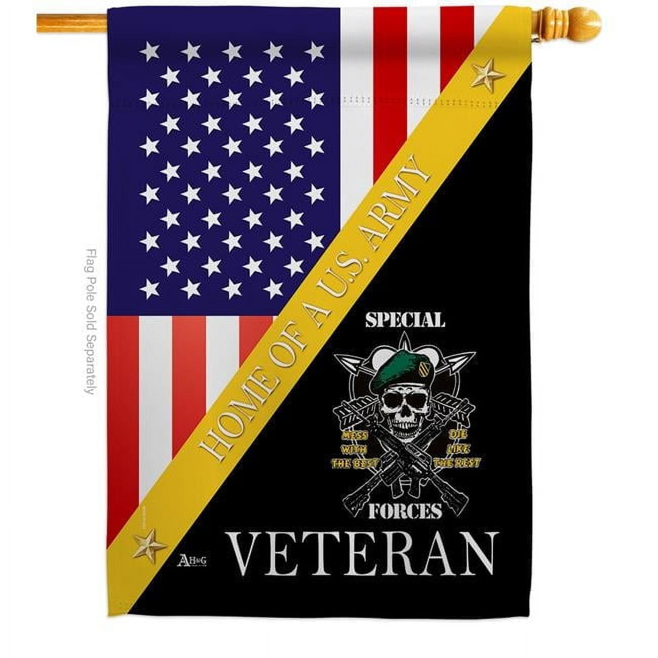 Americana Home & Garden H140893-BO 28 x 40 in. Home of Arny Special Forces House Flag with Armed Army Double-Sided Decorative Vertical Decoration Banner Garden Yard Gift