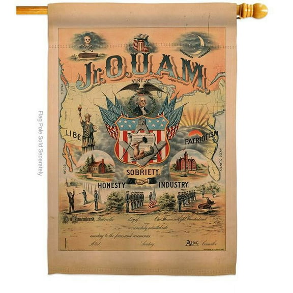 Americana Home & Garden H141250-BO 28 x 40 in. Jr. O. U. A. M. House Flag with Americana US Historic Double-Sided Decorative Vertical Banner Garden Yard Gift