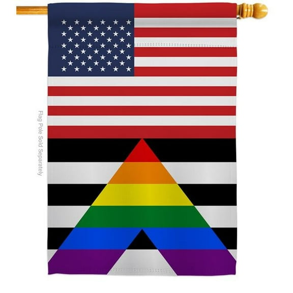 Americana Home & Garden H148048-BO US Straight Allies for Equality Support Pride 28 x 40 in. Double-Sided Decorative Vertical House Flags Decoration Banner Garden Yard Gift