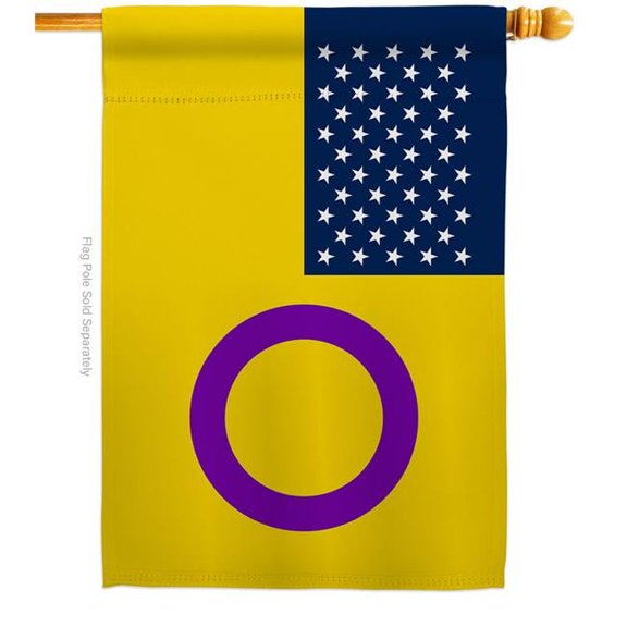 Americana Home & Garden H148651-BO US Intersex Support Pride 28 x 40 in. Double-Sided Decorative Horizontal House Flags for Decoration Banner Garden Yard Gift