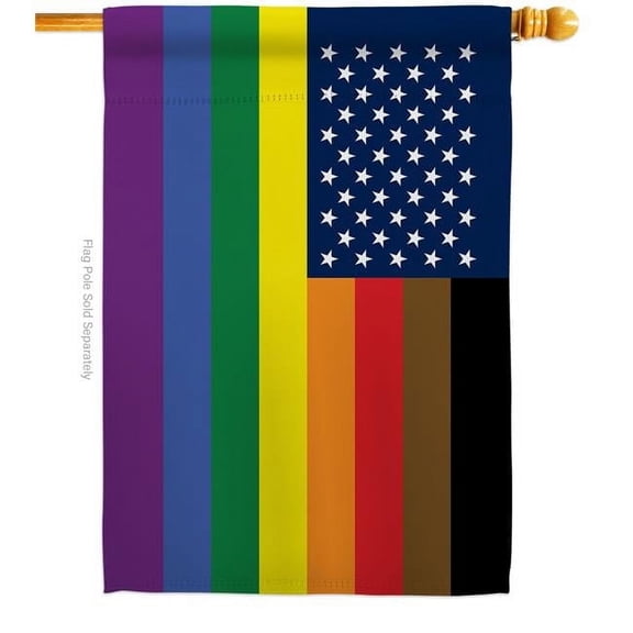 Americana Home & Garden H148642-BO US Philadelphia Rainbow Support Pride 28 x 40 in. Double-Sided Decorative Horizontal House Flags for Decoration Banner Garden Yard Gift