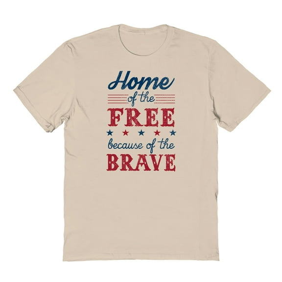 Americana Home Of The Free Graphic Sand Men's Cotton T-Shirt