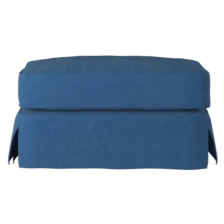 Americana Indigo Blue Upholstered Pillow Top Ottoman