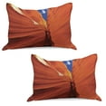 thumbnail image 1 of Americana Knitted Quilt Pillowcover Set of 2, Grand Canyon in United States of America Nature Geology Rippled Rocks Image, Standard Queen Pillow Sham Bedroom, 30" x 20", Orange Blue, by Ambesonne, 1 of 1