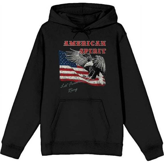 Americana Let Freedom Ring Black Adult Long Sleeve Hoodie-Medium