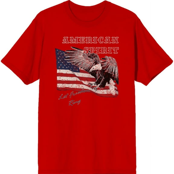 Americana Let Freedom Ring Red Men's Crew Neck Short Sleeve Tee-Medium