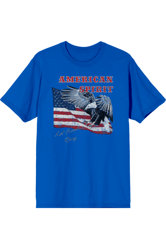 Americana Let Freedom Ring Royal Blue Men's Crew Neck Short Sleeve Tee-Large