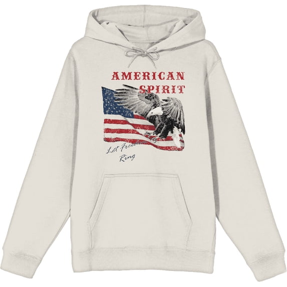 Americana Let Freedom Ring Sand Adult Long Sleeve Hoodie-Large