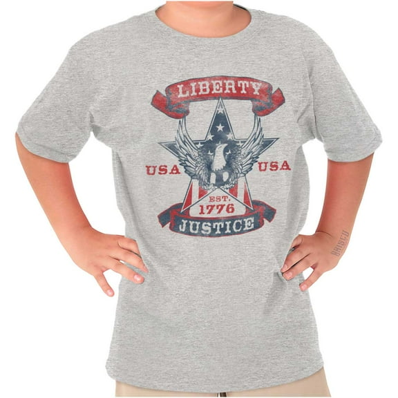 Americana Liberty Justice Bald Eagle Crewneck T Shirts Boy Girl Teen Brisco Brands M