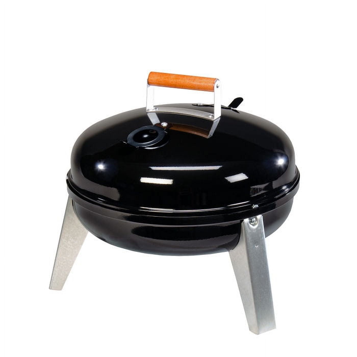 Americana 19'' Black Portable Charcoal Grill with Wooden Handle