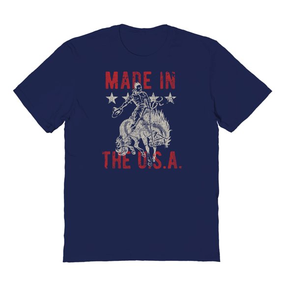 Americana Made Cowboy Graphic Navy Men's Cotton T-Shirt
