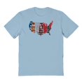 thumbnail image 1 of Americana Map Collage Graphic Light Blue Men's Cotton T-Shirt, 1 of 1