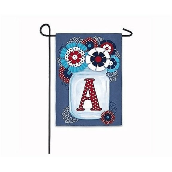 Americana Mason Jar Monogram "A" Flag 12x18 POLE NOT INCLUDED Garden Flag