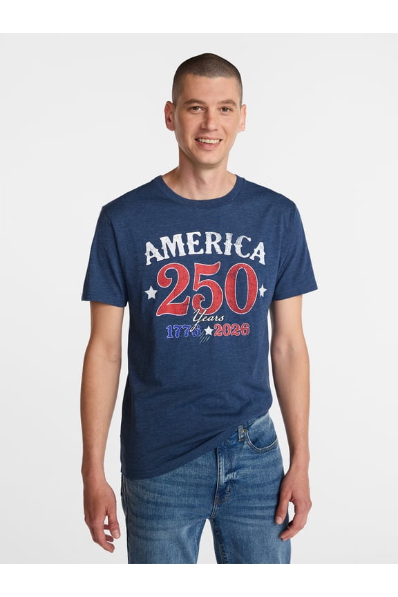 Americana Men's and Big Men's America 250 Graphic Tee Shirt from Way to Celebrate, Sizes XS-3XLT