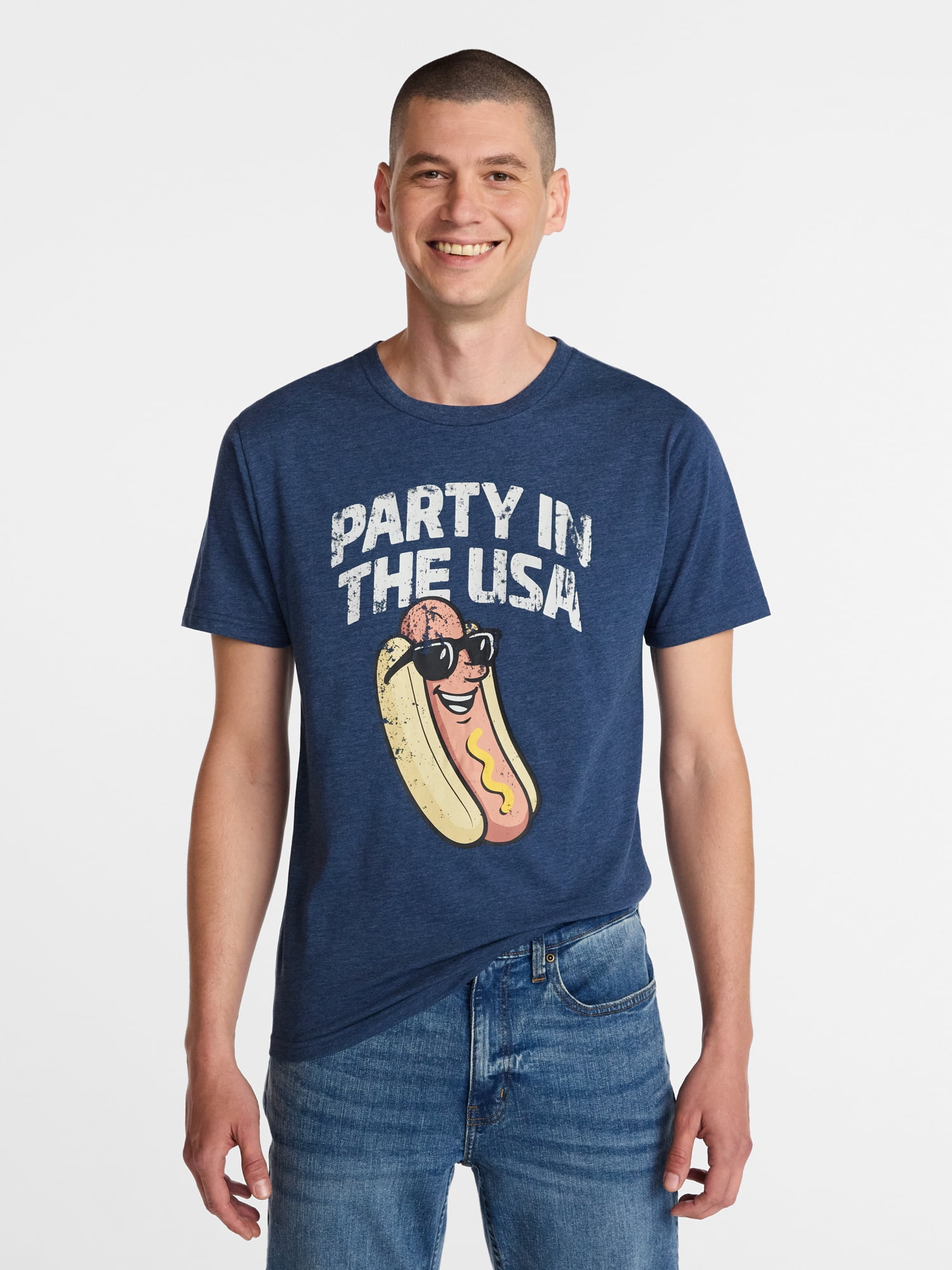 Americana Men's and Big Men's Party in the USA Graphic Tee Shirt from Way to Celebrate, Sizes XS-3XLT