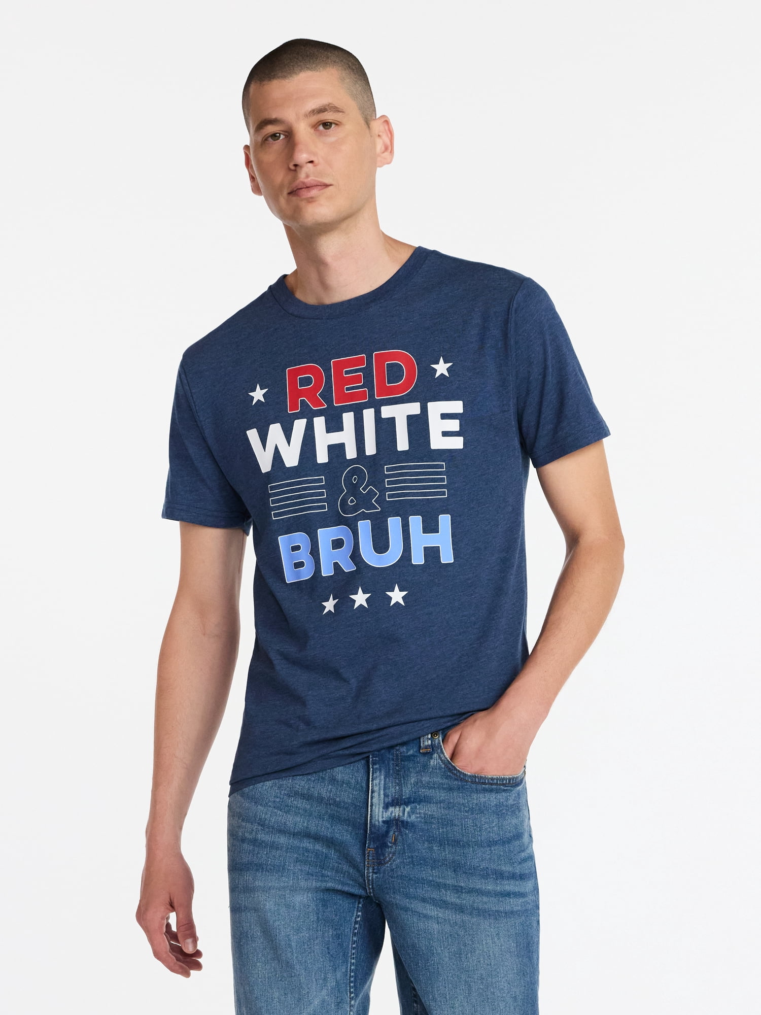 Americana Men's and Big Men's RW Bruh Graphic Tee Shirt from Way to Celebrate, Sizes XS-3XLT