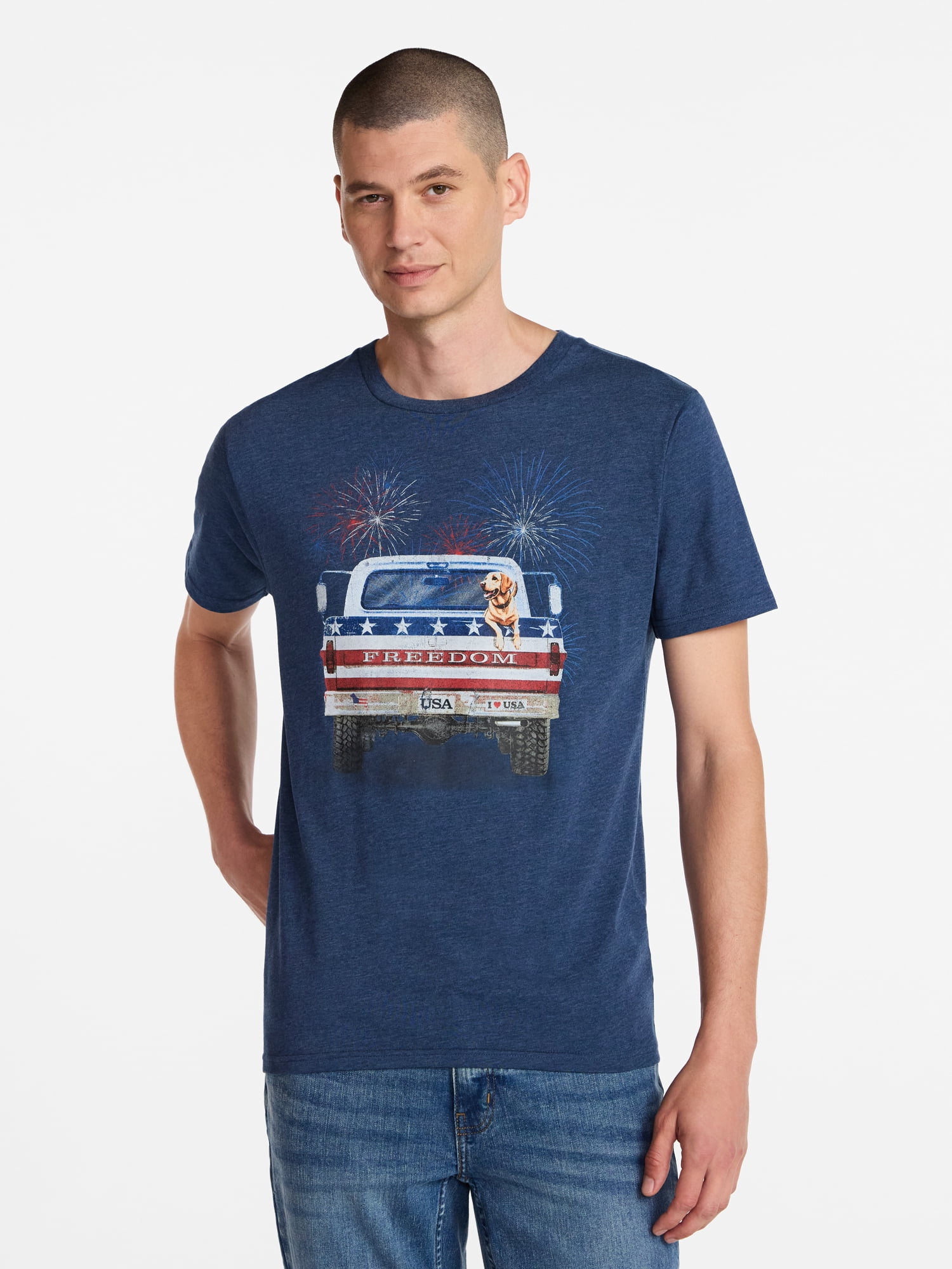 Americana Men's and Big Men's Tailgate Wags Graphic Tee Shirt from Way to Celebrate, Sizes XS-3XLT