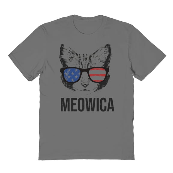 Americana Meowica Graphic Charcoal Men's Cotton T-Shirt