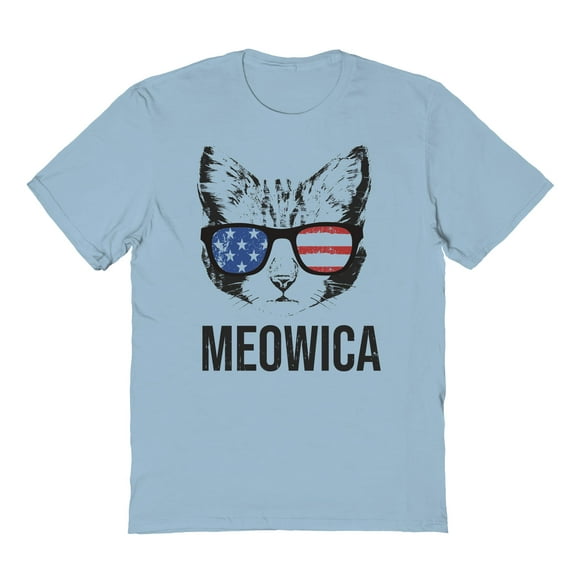 Americana Meowica Graphic Light Blue Men's Cotton T-Shirt