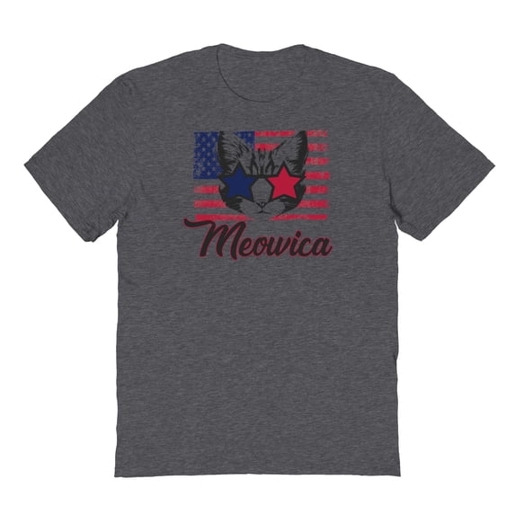 Americana Meowica Stars Graphic Dark Heather Men's Cotton T-Shirt