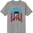 thumbnail image 1 of Americana Merica Mustached Man Heather Gray Men's Crew Neck Short Sleeve Tee-Medium, 1 of 2