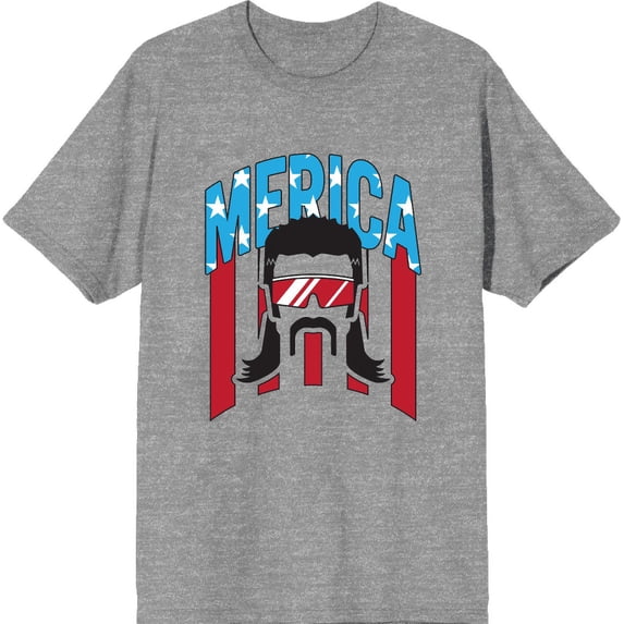 Americana Merica Mustached Man Heather Gray Men's Crew Neck Short Sleeve Tee-Medium