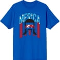 thumbnail image 1 of Americana Merica Mustached Man Royal Blue Men's Crew Neck Short Sleeve Tee-Small, 1 of 2