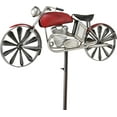 thumbnail image 1 of Americana Motorcycle Garden Spinner, Vintage Style Stake Decoration, Rustic Red With Antiqued Finish, Over 5 Ft Tall (63 Inches - 160 cm), 1 of 7