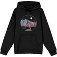 thumbnail image 1 of Americana Mountains and Trees Line Adult Black Long Sleeve Hoodie-Small, 1 of 3