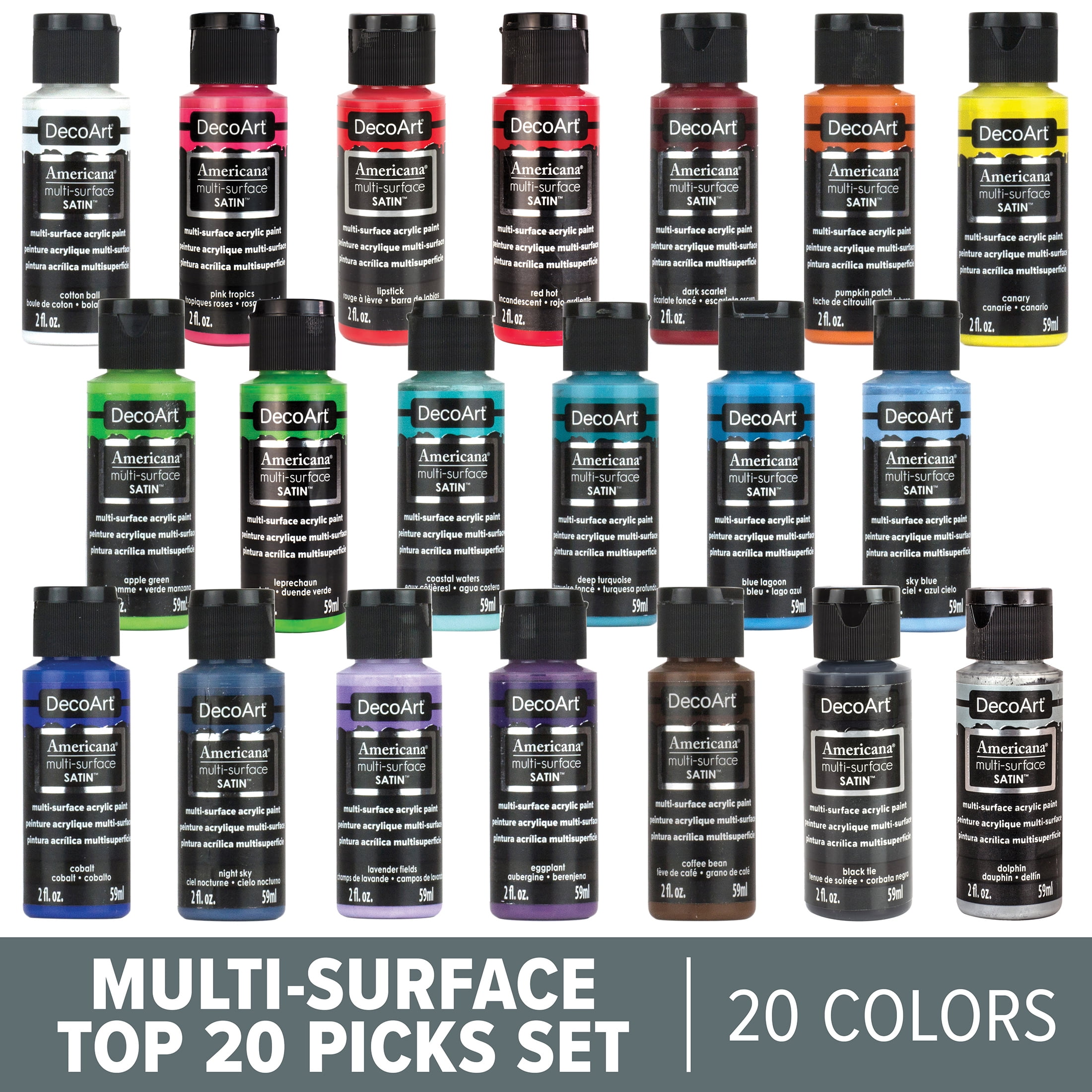 Americana MultiSurface 20ct Rainbow Pop Acrylic Paint Set