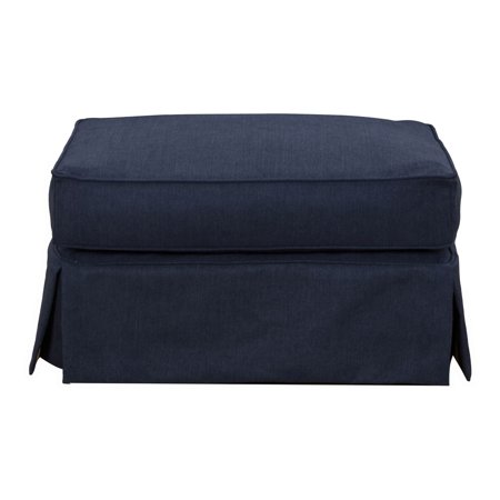 Americana Navy Blue Upholstered Pillow Top Ottoman