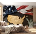 thumbnail image 1 of Americana Non-pasted Wallpaper Wall Mural - USA Map With Flag And Statue, 1 of 7