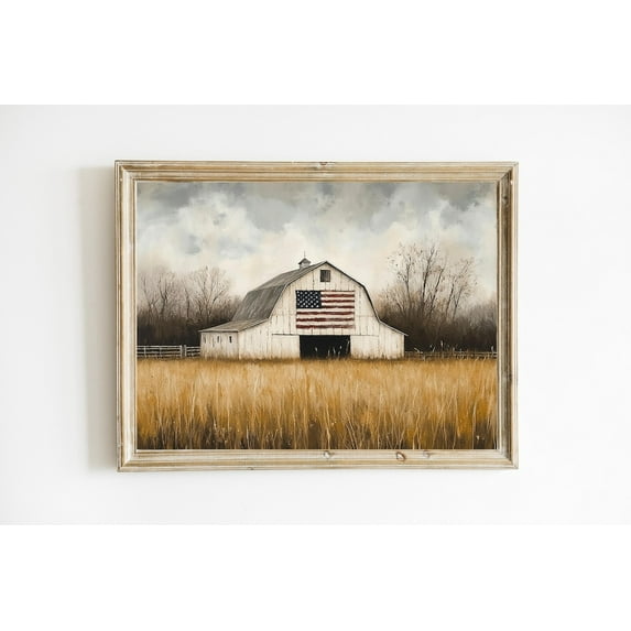 Americana Patriotic Barn Patriotic Rustic Wall Decor Poster American Flag Wall Decor Poster Summer American Poster ART E826, Unframed Poster Size 12x18 F03.1.18l854