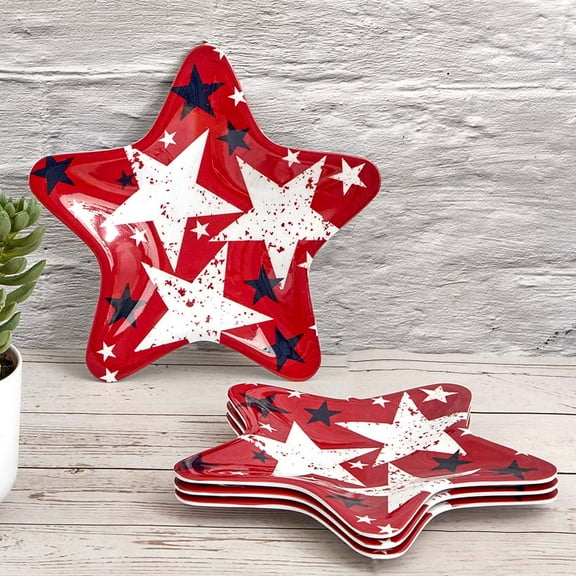 Americana Patriotic Melamine Appetizer Plates - Set of 4