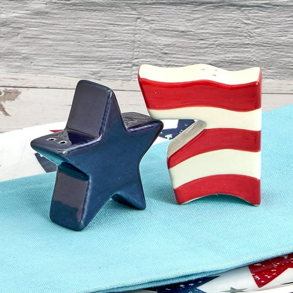 Americana Patriotic Shaped Salt and Pepper Shakers Set