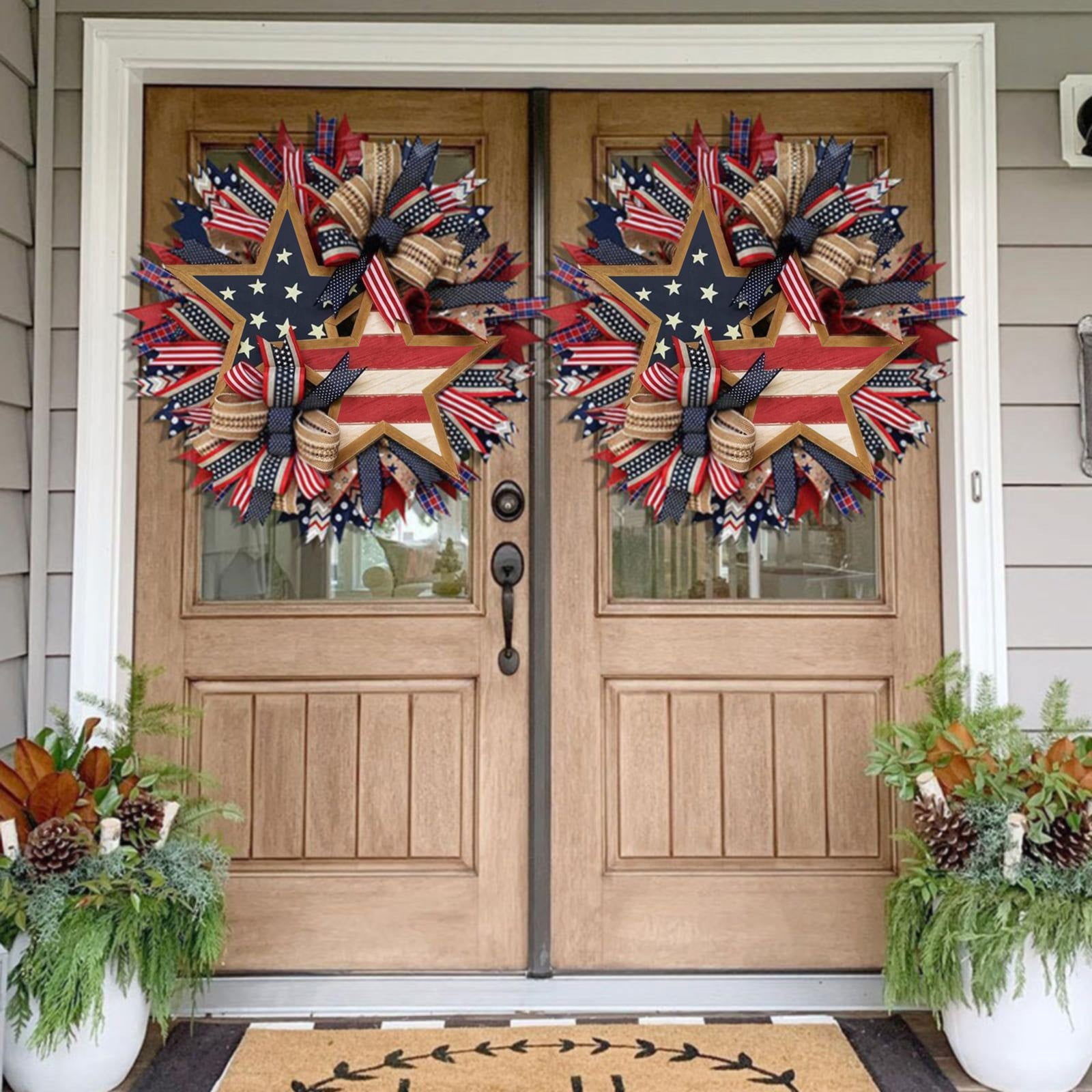 Americana Patriotic Wreath for Front Door - Fourth of July Decorations ...