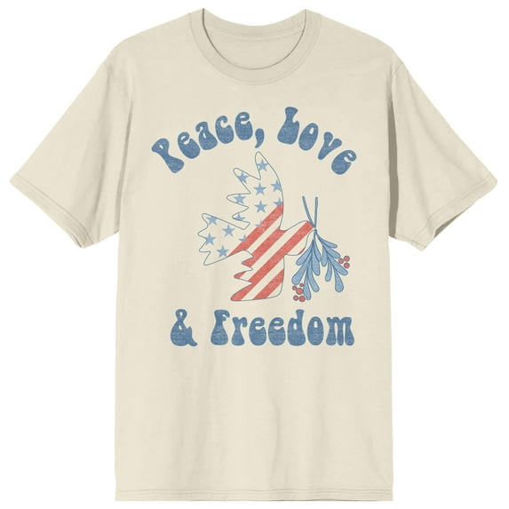 Americana Peace Love & Freedom Men's Natural T-Shirt-XL