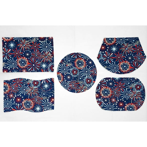Americana Placemats by Penny's Needful Things (Oval - Set of 4) (Fireworks)