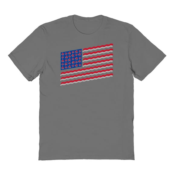 Americana Pop Flag Graphic Charcoal Men's Cotton T-Shirt